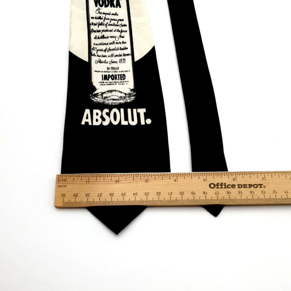 Absolut Vodka Mens Tie 100% Silk Bartender Waiter Waitress Club Cocktail Black - Picture 3 of 5